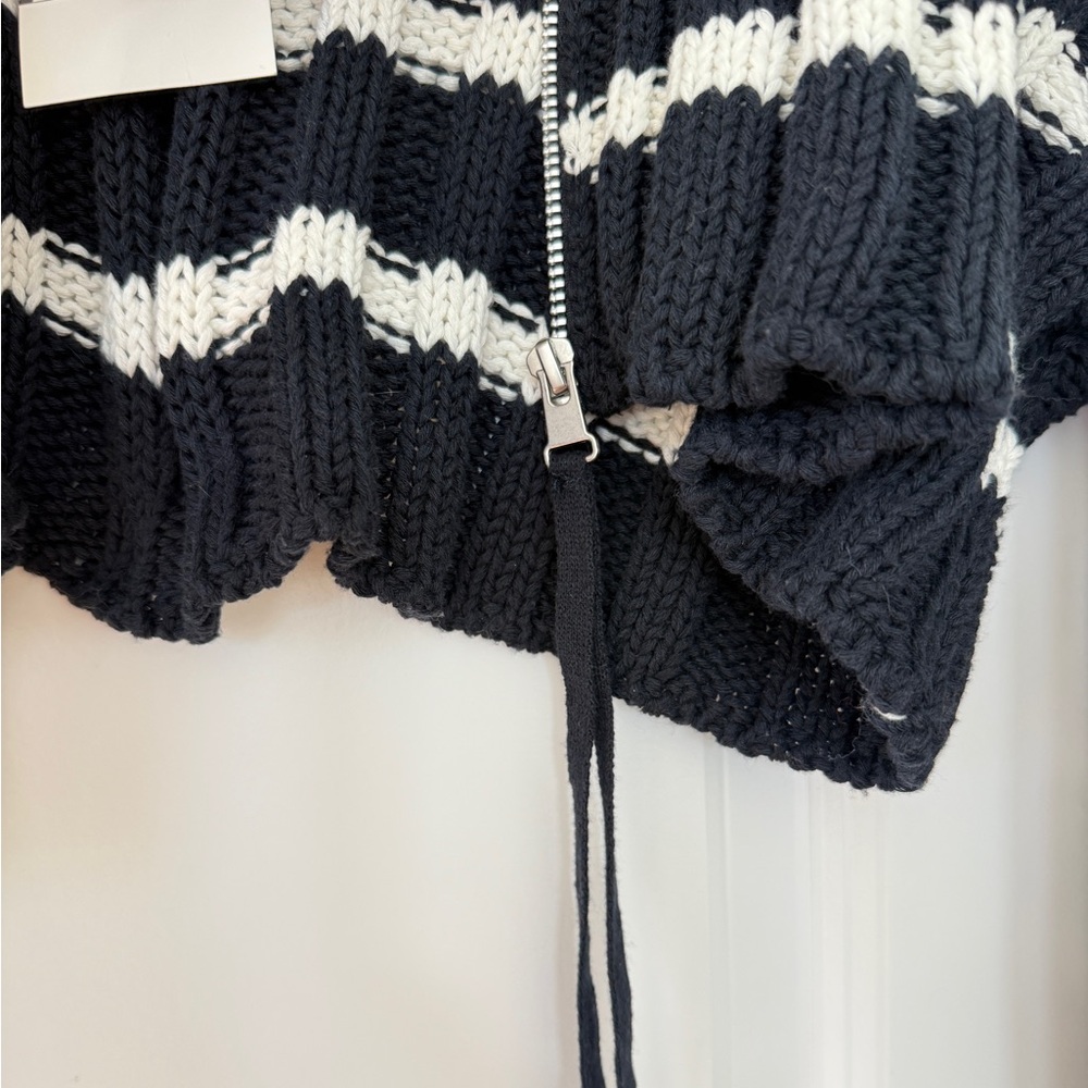 NWT Zara Black and White Striped Cowl Neck Sweater - Picture 6 of 6